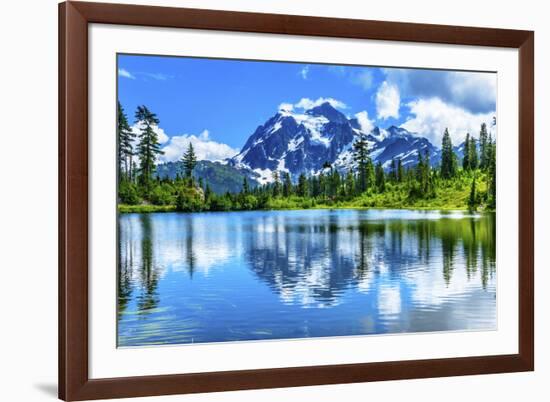 Picture Lake, Mount Shuksan, Mount Baker Highway, Washington State, USA-William Perry-Framed Photographic Print