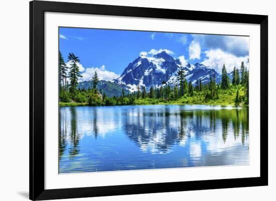 Picture Lake, Mount Shuksan, Mount Baker Highway, Washington State, USA-William Perry-Framed Photographic Print