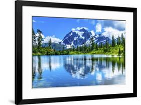 Picture Lake, Mount Shuksan, Mount Baker Highway, Washington State, USA-William Perry-Framed Photographic Print