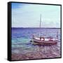 Picture of a Fishing Boat in Estany Des Peix Lagoon, in Formentera, Balearic Islands, Spain-nito-Framed Stretched Canvas