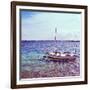 Picture of a Fishing Boat in Estany Des Peix Lagoon, in Formentera, Balearic Islands, Spain-nito-Framed Premium Photographic Print