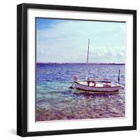 Picture of a Fishing Boat in Estany Des Peix Lagoon, in Formentera, Balearic Islands, Spain-nito-Framed Photographic Print