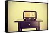 Picture of an Antique Radio Receptor on a Desk, with a Retro Effect-nito-Framed Stretched Canvas