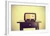 Picture of an Antique Radio Receptor on a Desk, with a Retro Effect-nito-Framed Photographic Print