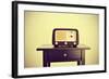 Picture of an Antique Radio Receptor on a Desk, with a Retro Effect-nito-Framed Photographic Print