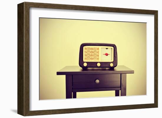 Picture of an Antique Radio Receptor on a Desk, with a Retro Effect-nito-Framed Photographic Print