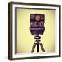 Picture of an Old Instant Camera in a Tripod with a Retro Effect-nito-Framed Photographic Print