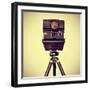 Picture of an Old Instant Camera in a Tripod with a Retro Effect-nito-Framed Photographic Print