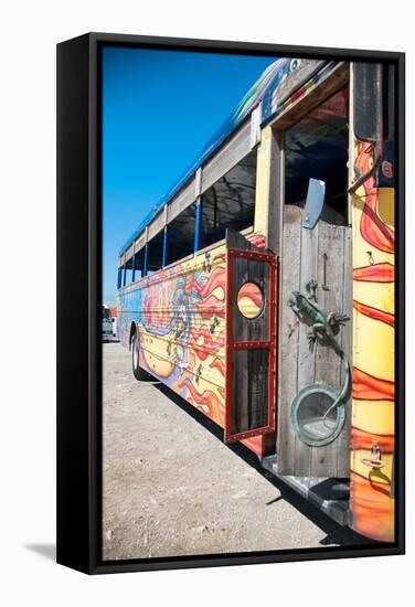 Picture of Colorful Bus Coach in Aruba-PlusONE-Framed Stretched Canvas