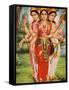 Picture of Hindu Goddesses Parvati, Lakshmi and Saraswati, India, Asia-Godong-Framed Stretched Canvas