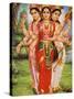 Picture of Hindu Goddesses Parvati, Lakshmi and Saraswati, India, Asia-Godong-Stretched Canvas