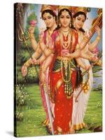 Picture of Hindu Goddesses Parvati, Lakshmi and Saraswati, India, Asia-Godong-Stretched Canvas