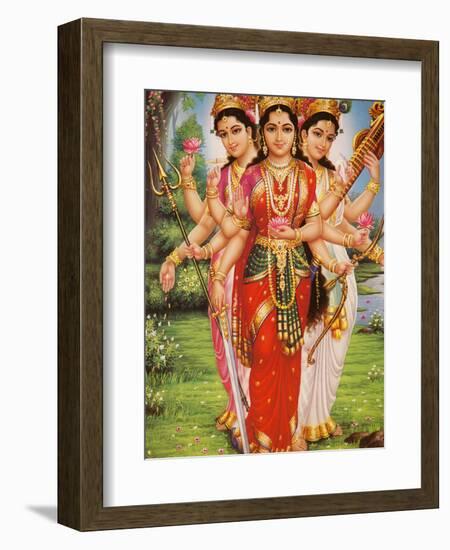 Picture of Hindu Goddesses Parvati, Lakshmi and Saraswati, India, Asia-Godong-Framed Premium Photographic Print