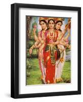 Picture of Hindu Goddesses Parvati, Lakshmi and Saraswati, India, Asia-Godong-Framed Premium Photographic Print