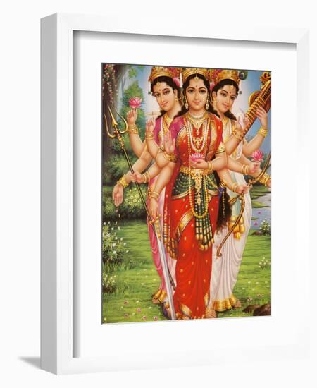 Picture of Hindu Goddesses Parvati, Lakshmi and Saraswati, India, Asia-Godong-Framed Premium Photographic Print