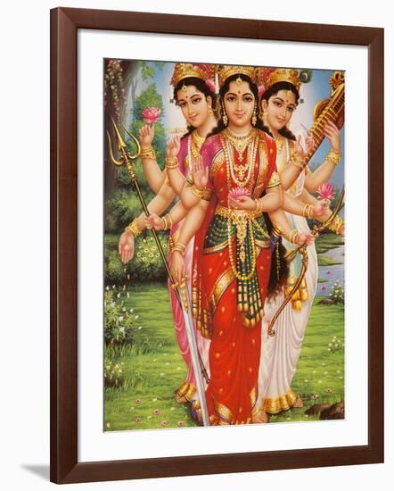 Picture of Hindu Goddesses Parvati, Lakshmi and Saraswati, India, Asia-Godong-Framed Photographic Print