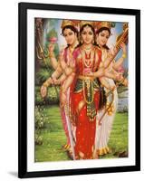 Picture of Hindu Goddesses Parvati, Lakshmi and Saraswati, India, Asia-Godong-Framed Photographic Print