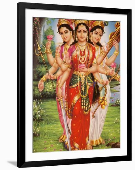 Picture of Hindu Goddesses Parvati, Lakshmi and Saraswati, India, Asia-Godong-Framed Photographic Print