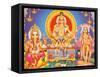 Picture of Hindu Gods Ganesh, Ayappa and Subramania, India, Asia-Godong-Framed Stretched Canvas