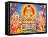 Picture of Hindu Gods Ganesh, Ayappa and Subramania, India, Asia-Godong-Framed Stretched Canvas