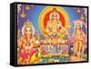 Picture of Hindu Gods Ganesh, Ayappa and Subramania, India, Asia-Godong-Framed Stretched Canvas