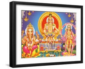 Picture of Hindu Gods Ganesh, Ayappa and Subramania, India, Asia-Godong-Framed Photographic Print