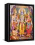 Picture of Hindu Gods Laksman, Rama, Sita and Hanuman, India, Asia-Godong-Framed Stretched Canvas