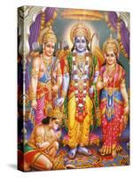 Picture of Hindu Gods Laksman, Rama, Sita and Hanuman, India, Asia-Godong-Stretched Canvas