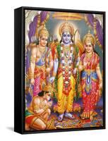 Picture of Hindu Gods Laksman, Rama, Sita and Hanuman, India, Asia-Godong-Framed Stretched Canvas