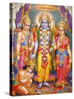 Picture of Hindu Gods Laksman, Rama, Sita and Hanuman, India, Asia-Godong-Stretched Canvas
