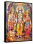 Picture of Hindu Gods Laksman, Rama, Sita and Hanuman, India, Asia-Godong-Framed Stretched Canvas