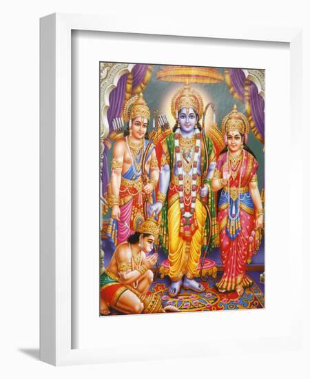 Picture of Hindu Gods Laksman, Rama, Sita and Hanuman, India, Asia-Godong-Framed Photographic Print