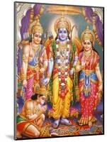 Picture of Hindu Gods Laksman, Rama, Sita and Hanuman, India, Asia-Godong-Mounted Photographic Print
