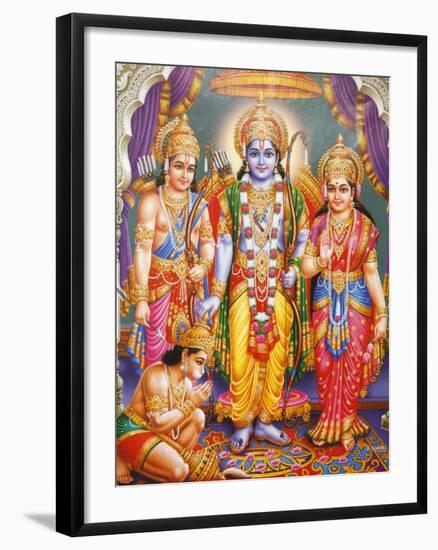 Picture of Hindu Gods Laksman, Rama, Sita and Hanuman, India, Asia-Godong-Framed Photographic Print