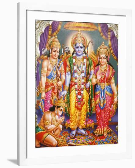 Picture of Hindu Gods Laksman, Rama, Sita and Hanuman, India, Asia-Godong-Framed Photographic Print