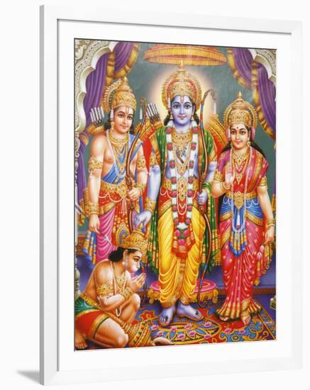 Picture of Hindu Gods Laksman, Rama, Sita and Hanuman, India, Asia-Godong-Framed Photographic Print