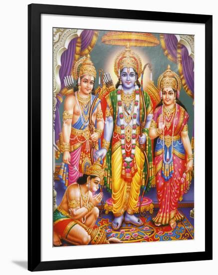 Picture of Hindu Gods Laksman, Rama, Sita and Hanuman, India, Asia-Godong-Framed Photographic Print