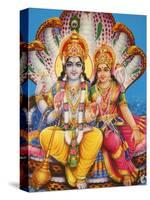 Picture of Hindu Gods Visnu and Lakshmi, India, Asia-Godong-Stretched Canvas