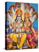 Picture of Hindu Gods Visnu and Lakshmi, India, Asia-Godong-Stretched Canvas