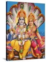 Picture of Hindu Gods Visnu and Lakshmi, India, Asia-Godong-Stretched Canvas