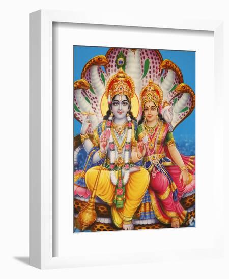 Picture of Hindu Gods Visnu and Lakshmi, India, Asia-Godong-Framed Photographic Print