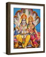 Picture of Hindu Gods Visnu and Lakshmi, India, Asia-Godong-Framed Photographic Print