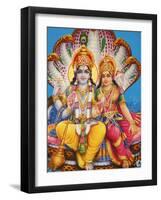 Picture of Hindu Gods Visnu and Lakshmi, India, Asia-Godong-Framed Photographic Print