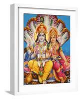 Picture of Hindu Gods Visnu and Lakshmi, India, Asia-Godong-Framed Photographic Print