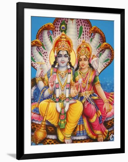 Picture of Hindu Gods Visnu and Lakshmi, India, Asia-Godong-Framed Photographic Print