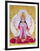 Picture of Lakshmi, Goddess of Wealth and Consort of Lord Vishnu, Sitting Holding Lotus Flowers, Ha-Godong-Framed Photographic Print