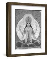 Picture of Lakshmi, Goddess of Wealth and Consort of Lord Vishnu, Sitting Holding Lotus Flowers, Ha-Godong-Framed Photographic Print