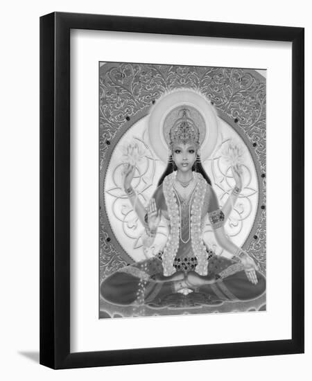 Picture of Lakshmi, Goddess of Wealth and Consort of Lord Vishnu, Sitting Holding Lotus Flowers, Ha-Godong-Framed Photographic Print