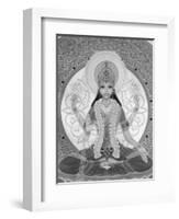 Picture of Lakshmi, Goddess of Wealth and Consort of Lord Vishnu, Sitting Holding Lotus Flowers, Ha-Godong-Framed Photographic Print