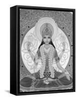 Picture of Lakshmi, Goddess of Wealth and Consort of Lord Vishnu, Sitting Holding Lotus Flowers, Ha-Godong-Framed Stretched Canvas